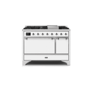 ILVE 48 Inch Majestic II Series Freestanding Dual Fuel Liquid Propane Range with 8 Sealed Brass Non Stick Coated Burners and Griddle UM12FDQNS3