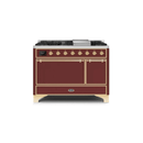 ILVE 48 Inch Majestic II Series Freestanding Dual Fuel Liquid Propane Range with 8 Sealed Brass Non Stick Coated Burners and Griddle UM12FDQNS3