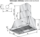 ILVE Majestic 48 Inch Wall Mount Convertible Hood (UAM120) Measurements