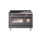 ILVE 48" Nostalgie II Series Freestanding Electric Double Oven Range with 8 Elements, Triple Glass Cool Door, Convection Oven, TFT Oven Control Display and Child Lock - UPI486NMP
