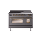 ILVE 48" Nostalgie II Series Freestanding Electric Double Oven Range with 8 Elements, Triple Glass Cool Door, Convection Oven, TFT Oven Control Display and Child Lock - UPI486NMP