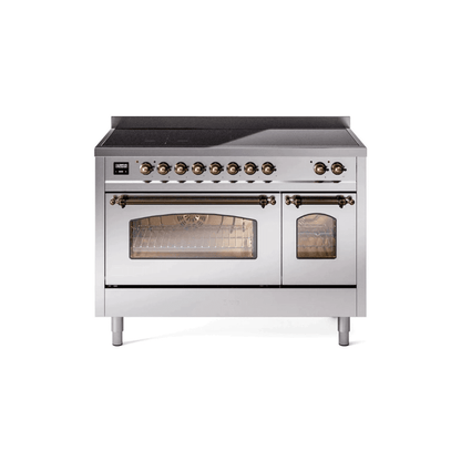 ILVE 48" Nostalgie II Series Freestanding Electric Double Oven Range with 8 Elements, Triple Glass Cool Door, Convection Oven, TFT Oven Control Display and Child Lock - UPI486NMP