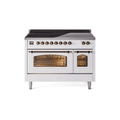 ILVE 48" Nostalgie II Series Freestanding Electric Double Oven Range with 8 Elements, Triple Glass Cool Door, Convection Oven, TFT Oven Control Display and Child Lock - UPI486NMP