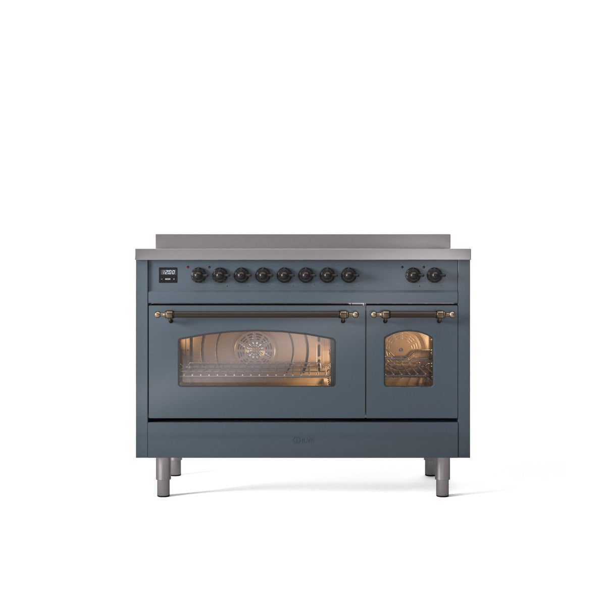 ILVE 48" Nostalgie II Series Freestanding Electric Double Oven Range with 8 Elements, Triple Glass Cool Door, Convection Oven, TFT Oven Control Display and Child Lock - UPI486NMP