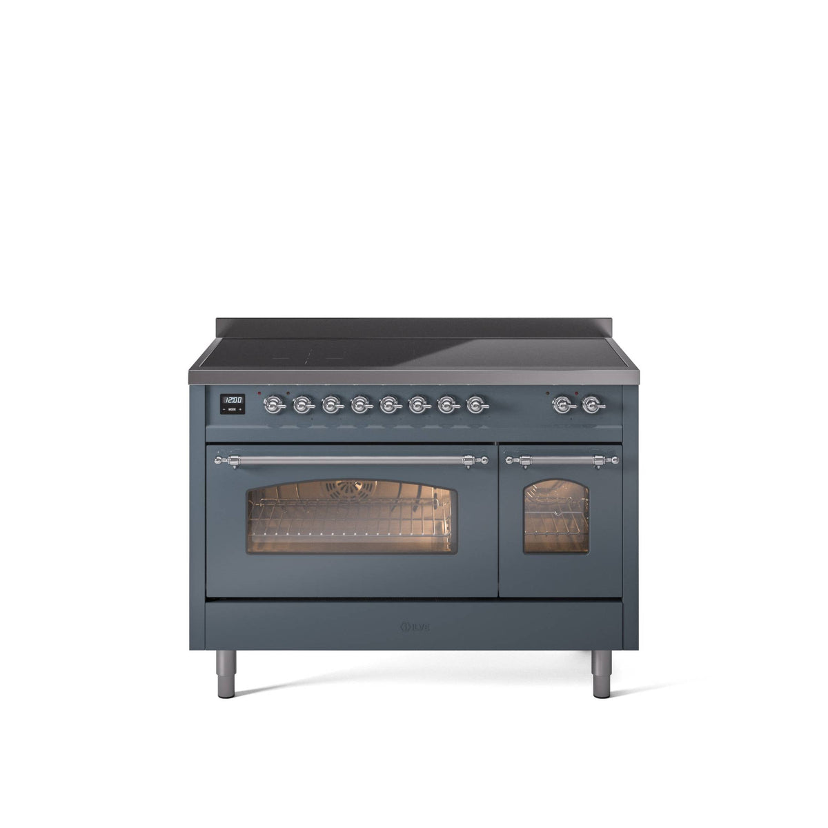ILVE 48" Nostalgie II Series Freestanding Electric Double Oven Range with 8 Elements, Triple Glass Cool Door, Convection Oven, TFT Oven Control Display and Child Lock - UPI486NMP