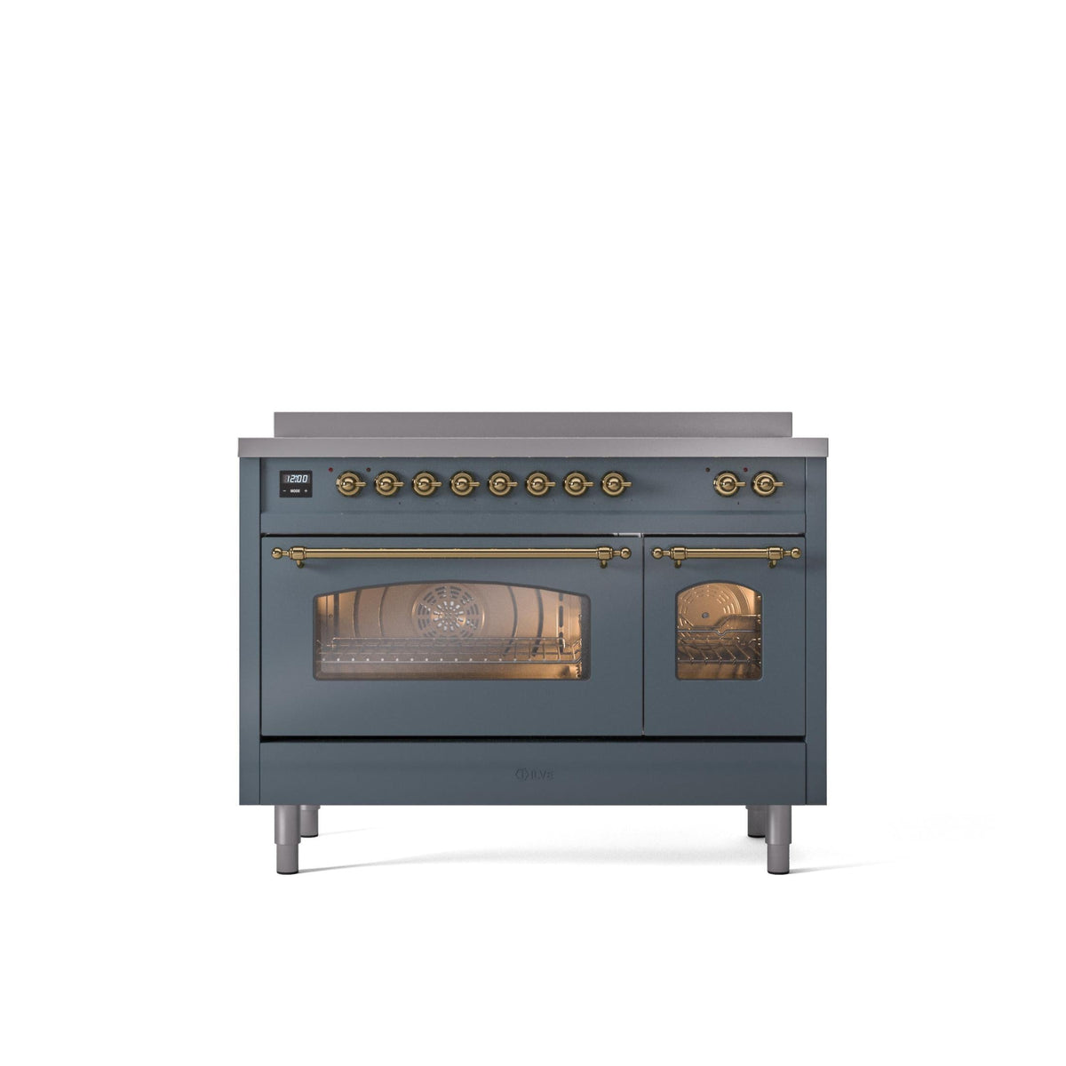 ILVE 48" Nostalgie II Series Freestanding Electric Double Oven Range with 8 Elements, Triple Glass Cool Door, Convection Oven, TFT Oven Control Display and Child Lock - UPI486NMP