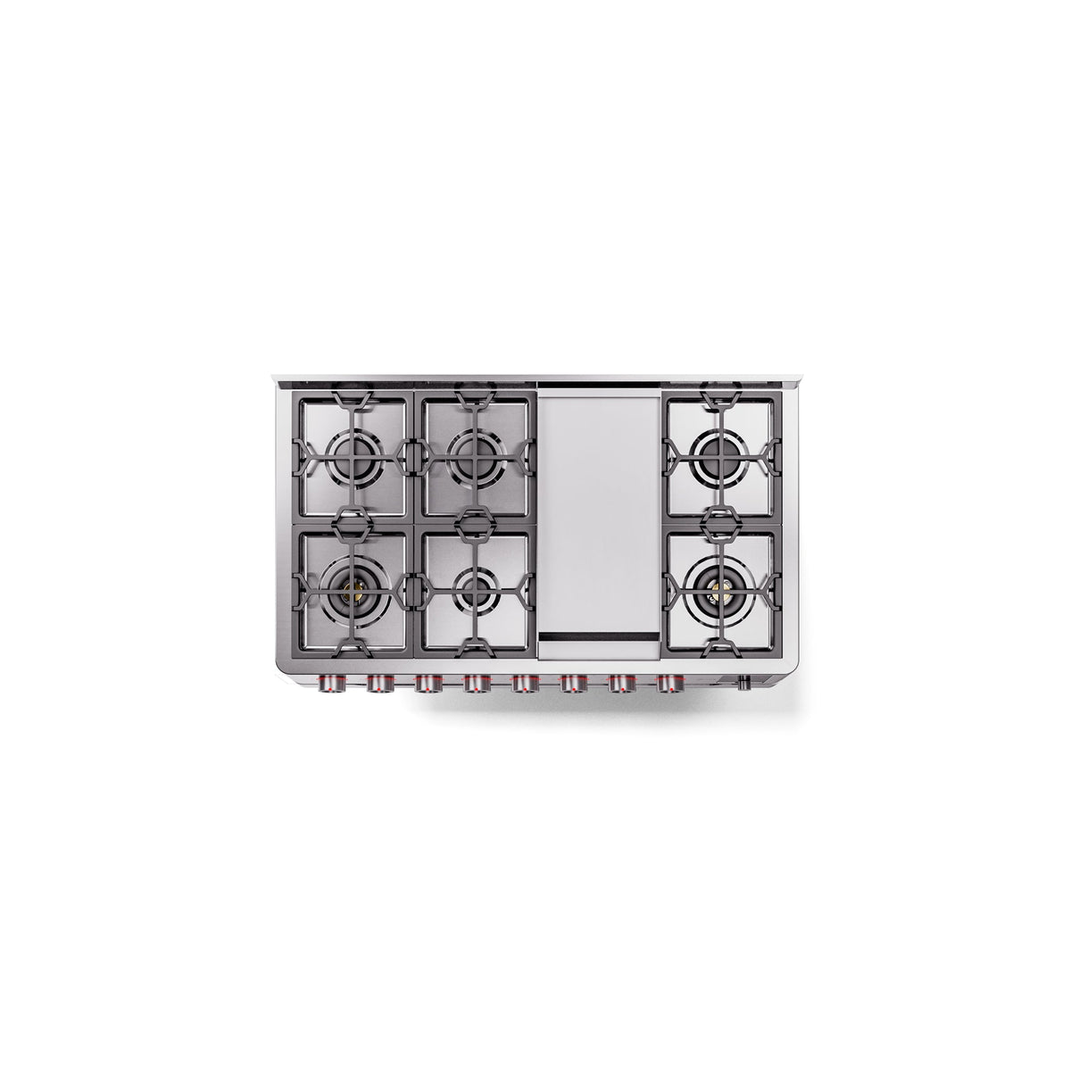 ILVE 48" Panoramagic Series Freestanding Double Oven Dual Fuel Range with 8 Sealed Burners and Griddle - UPM12FDS3