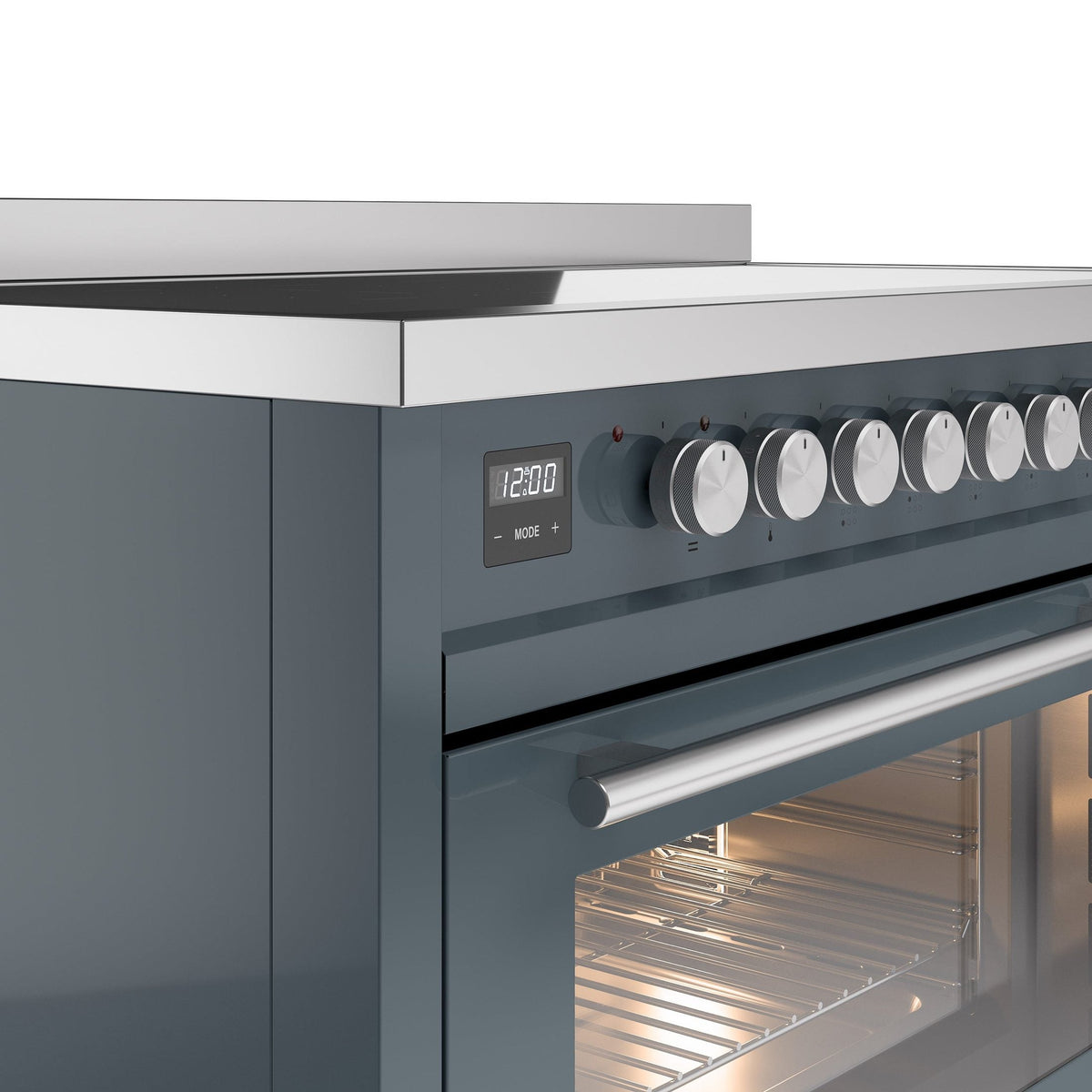 ILVE 48" Professional Plus II Series Freestanding Electric Double Oven Range with 8 Elements, Triple Glass Cool Door, Convection Oven, TFT Oven Control Display and Child Lock - UPI486WMP
