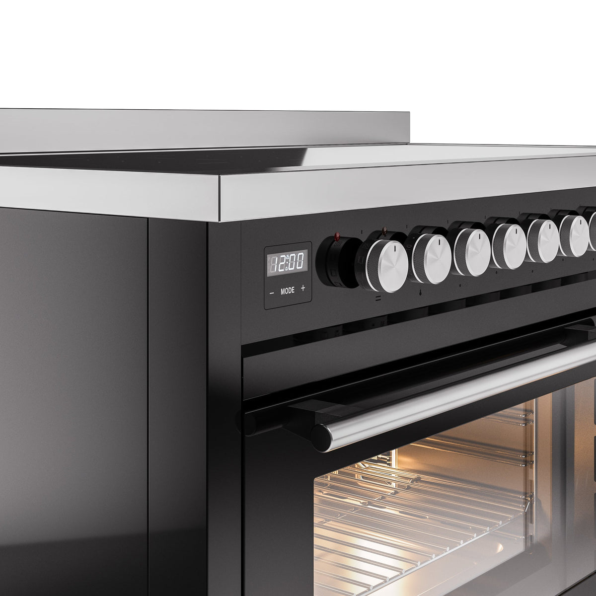 ILVE 48" Professional Plus II Series Freestanding Electric Double Oven Range with 8 Elements, Triple Glass Cool Door, Convection Oven, TFT Oven Control Display and Child Lock - UPI486WMP