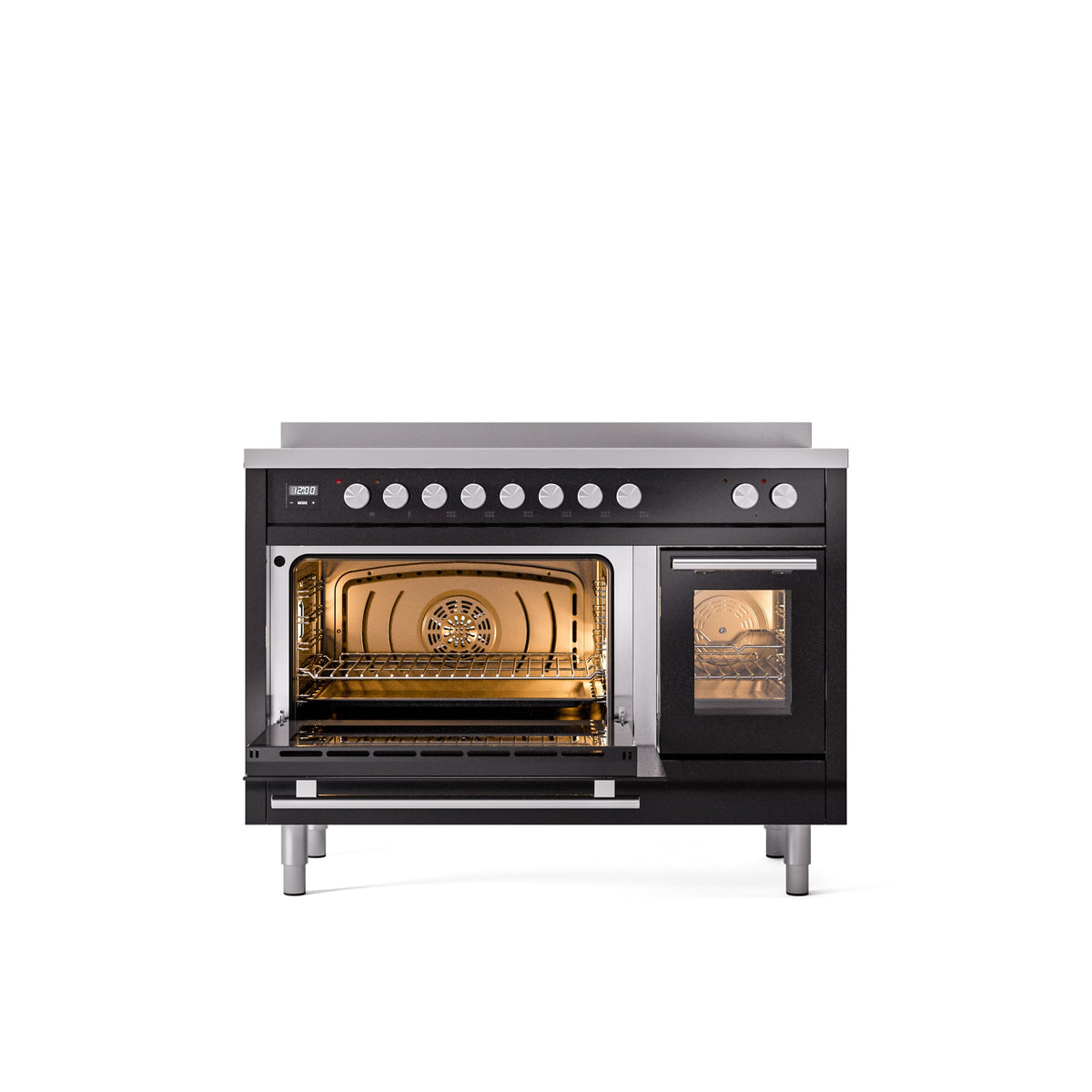 ILVE 48" Professional Plus II Series Freestanding Electric Double Oven Range with 8 Elements, Triple Glass Cool Door, Convection Oven, TFT Oven Control Display and Child Lock - UPI486WMP
