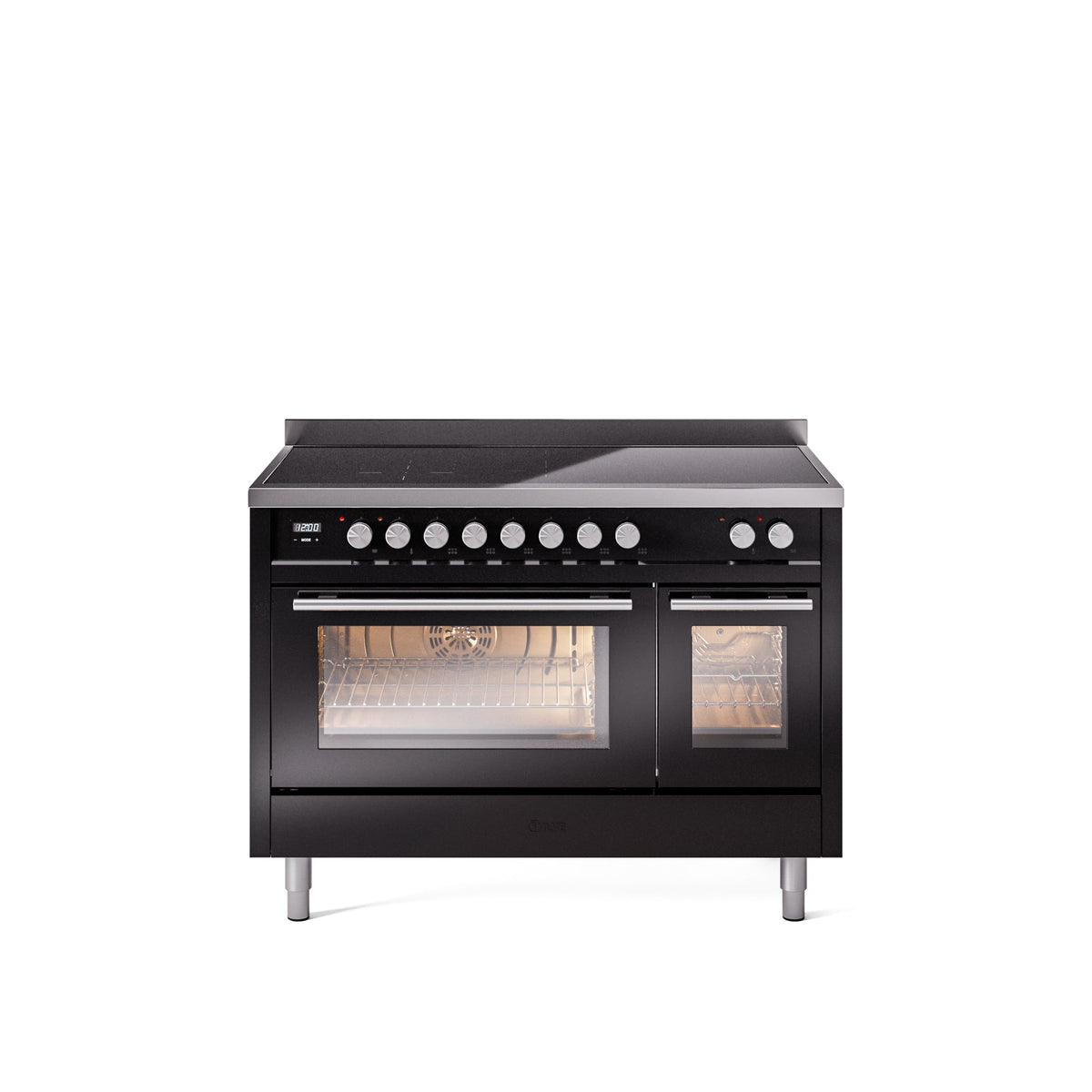 ILVE 48" Professional Plus II Series Freestanding Electric Double Oven Range with 8 Elements, Triple Glass Cool Door, Convection Oven, TFT Oven Control Display and Child Lock - UPI486WMP