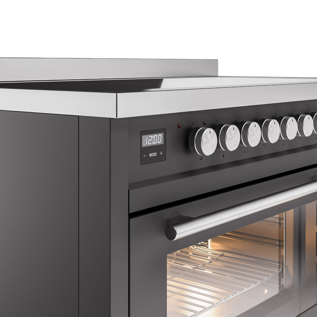 ILVE 48" Professional Plus II Series Freestanding Electric Double Oven Range with 8 Elements, Triple Glass Cool Door, Convection Oven, TFT Oven Control Display and Child Lock - UPI486WMP