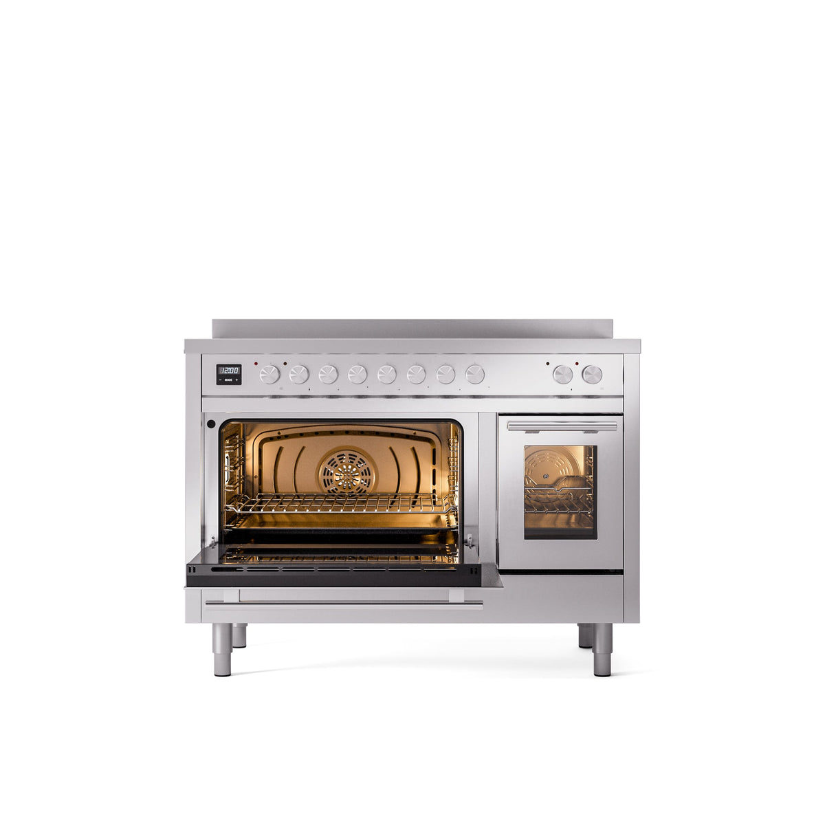ILVE 48" Professional Plus II Series Freestanding Electric Double Oven Range with 8 Elements, Triple Glass Cool Door, Convection Oven, TFT Oven Control Display and Child Lock - UPI486WMP