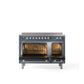 ILVE 48" Professional Plus II Series Freestanding Electric Double Oven Range with 8 Elements, Triple Glass Cool Door, Convection Oven, TFT Oven Control Display and Child Lock - UPI486WMP
