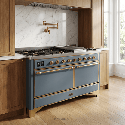 ILVE Majestic II Series 60 Inch Dual Fuel Freestanding Range Gas/Propane (UM15FDQNS3) - MyBBQDirect