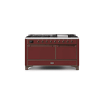 ILVE Majestic II Series 60 Inch Dual Fuel Freestanding Range Gas/Propane UM15FDQNS3