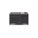 ILVE Majestic II Series 60 Inch Dual Fuel Freestanding Range Gas/Propane UM15FDQNS3
