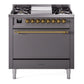ILVE Nostalgie II 36" Dual Fuel Range with 6 Sealed Burners + Griddle Solid Door - UP36FQNMP