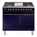 ILVE Nostalgie II 40" Dual Fuel Range with 6 Sealed Burners + Griddle Solid Door - UPD40FQNMP