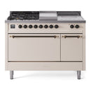ILVE Nostalgie II 48" Dual Fuel Range with 5 Sealed Burners + Griddle + French Top Solid Door - UP48FSQNMP