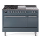 ILVE Nostalgie II 48" Dual Fuel Range with 5 Sealed Burners + Griddle + French Top Solid Door - UP48FSQNMP