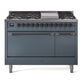 ILVE Nostalgie II 48" Dual Fuel Range with 8 Sealed Burners + Griddle Solid Door - UP48FQNMP