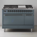 ILVE Nostalgie II 48" Dual Fuel Range with 8 Sealed Burners + Griddle Solid Door - UP48FQNMP