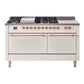 ILVE Nostalgie II 60" Dual Fuel Range with 7 Sealed Burners + Griddle + French Top Solid Door - UP60FSQNMP