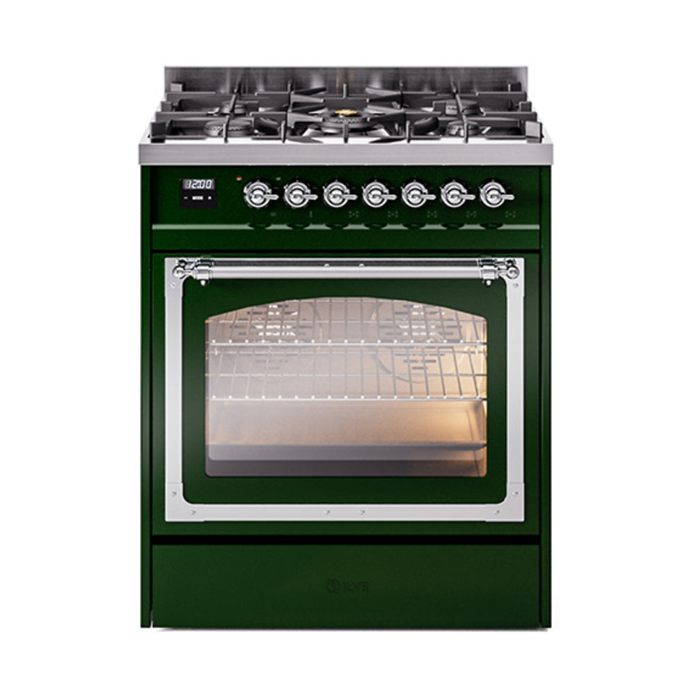 ILVE Nostalgie II Noblesse 30″ Dual Fuel Range Triple Glass Door - UN30NMP