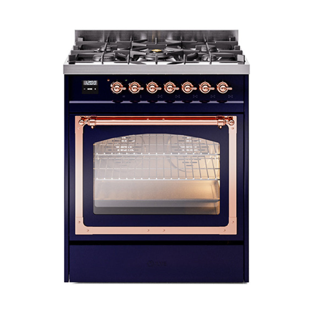 ILVE Nostalgie II Noblesse 30″ Dual Fuel Range Triple Glass Door - UN30NMP