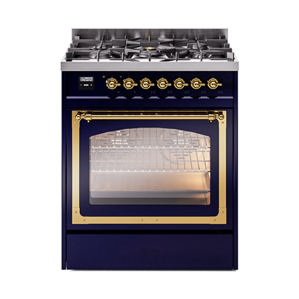 ILVE Nostalgie II Noblesse 30″ Dual Fuel Range Triple Glass Door - UN30NMP