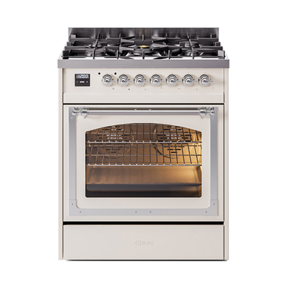 ILVE Nostalgie II Noblesse 30″ Dual Fuel Range Triple Glass Door - UN30NMP