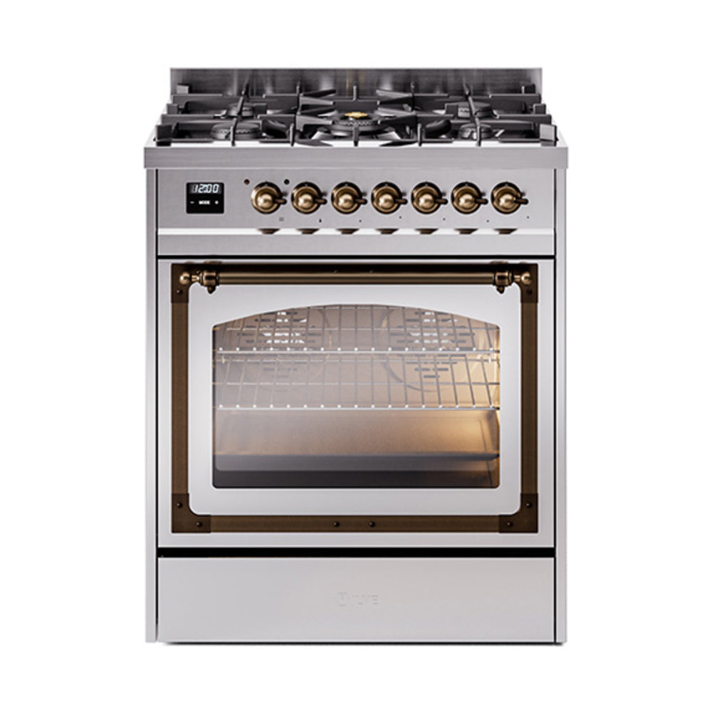 ILVE Nostalgie II Noblesse 30″ Dual Fuel Range Triple Glass Door - UN30NMP