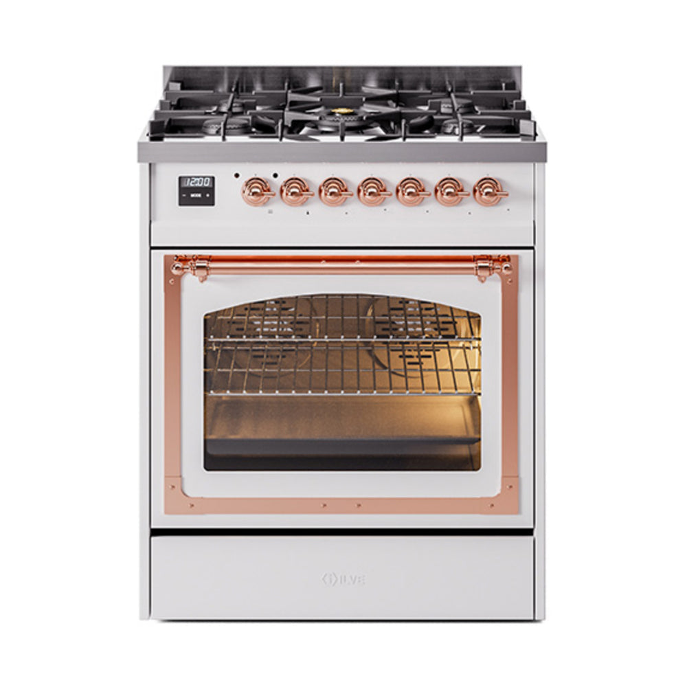 ILVE Nostalgie II Noblesse 30″ Dual Fuel Range Triple Glass Door - UN30NMP