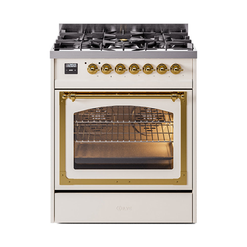 ILVE Nostalgie II Noblesse 30″ Dual Fuel Range Triple Glass Door - UN30NMP
