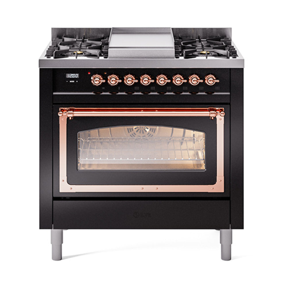 ILVE Nostalgie II Noblesse 36″ Dual Fuel Range Triple Glass Door -UN36FNMP