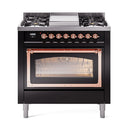 ILVE Nostalgie II Noblesse 36″ Dual Fuel Range Triple Glass Door -UN36FNMP