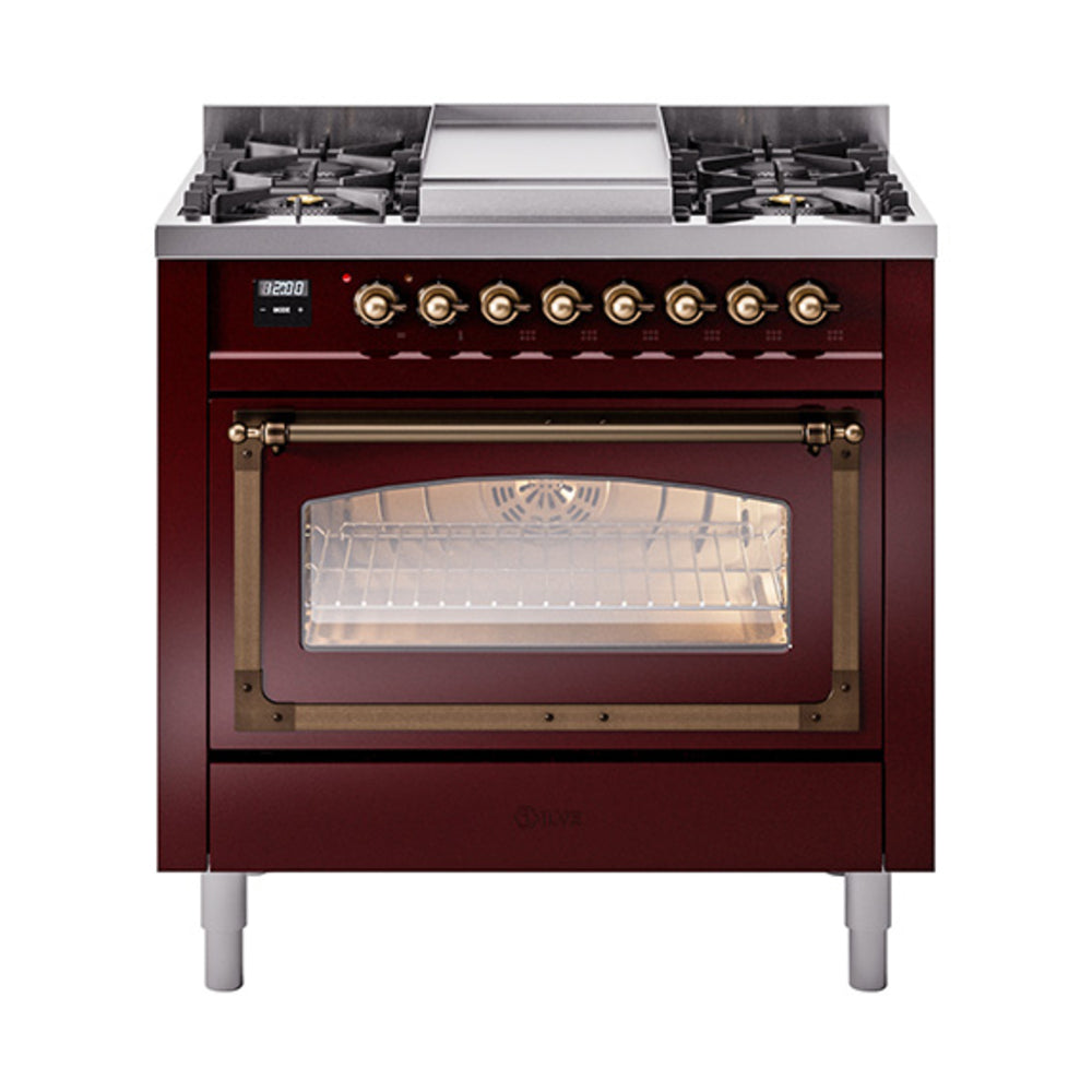 ILVE Nostalgie II Noblesse 36″ Dual Fuel Range Triple Glass Door -UN36FNMP