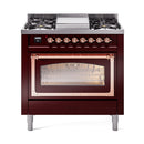 ILVE Nostalgie II Noblesse 36″ Dual Fuel Range Triple Glass Door -UN36FNMP