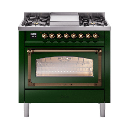 ILVE Nostalgie II Noblesse 36″ Dual Fuel Range Triple Glass Door -UN36FNMP