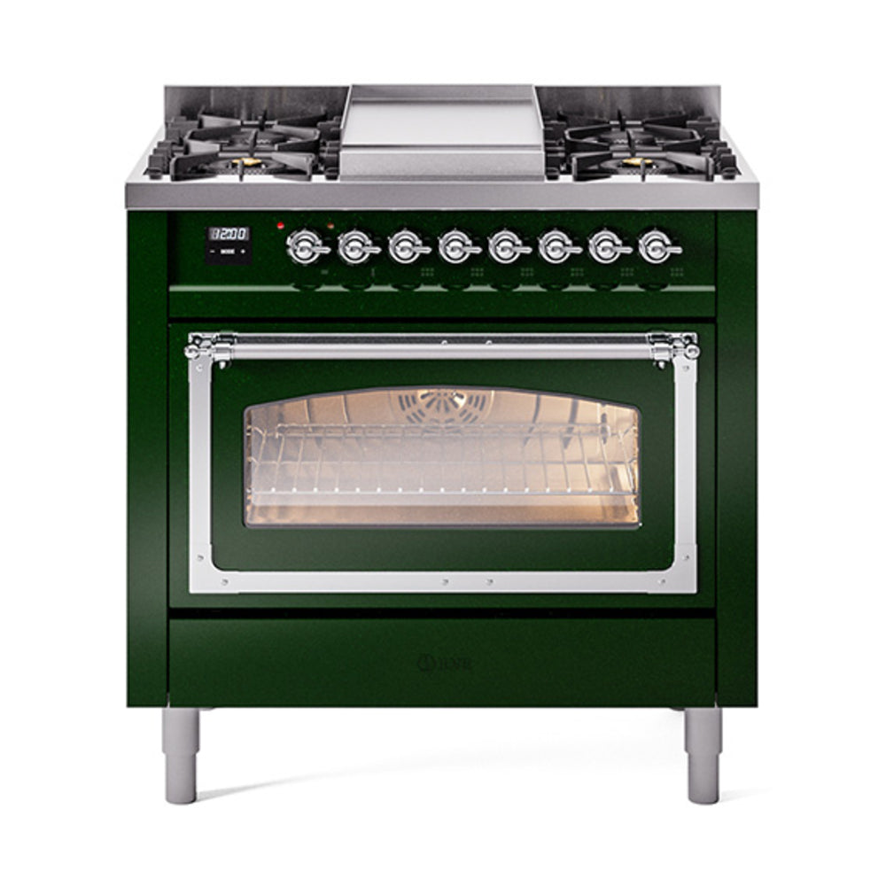 ILVE Nostalgie II Noblesse 36″ Dual Fuel Range Triple Glass Door -UN36FNMP