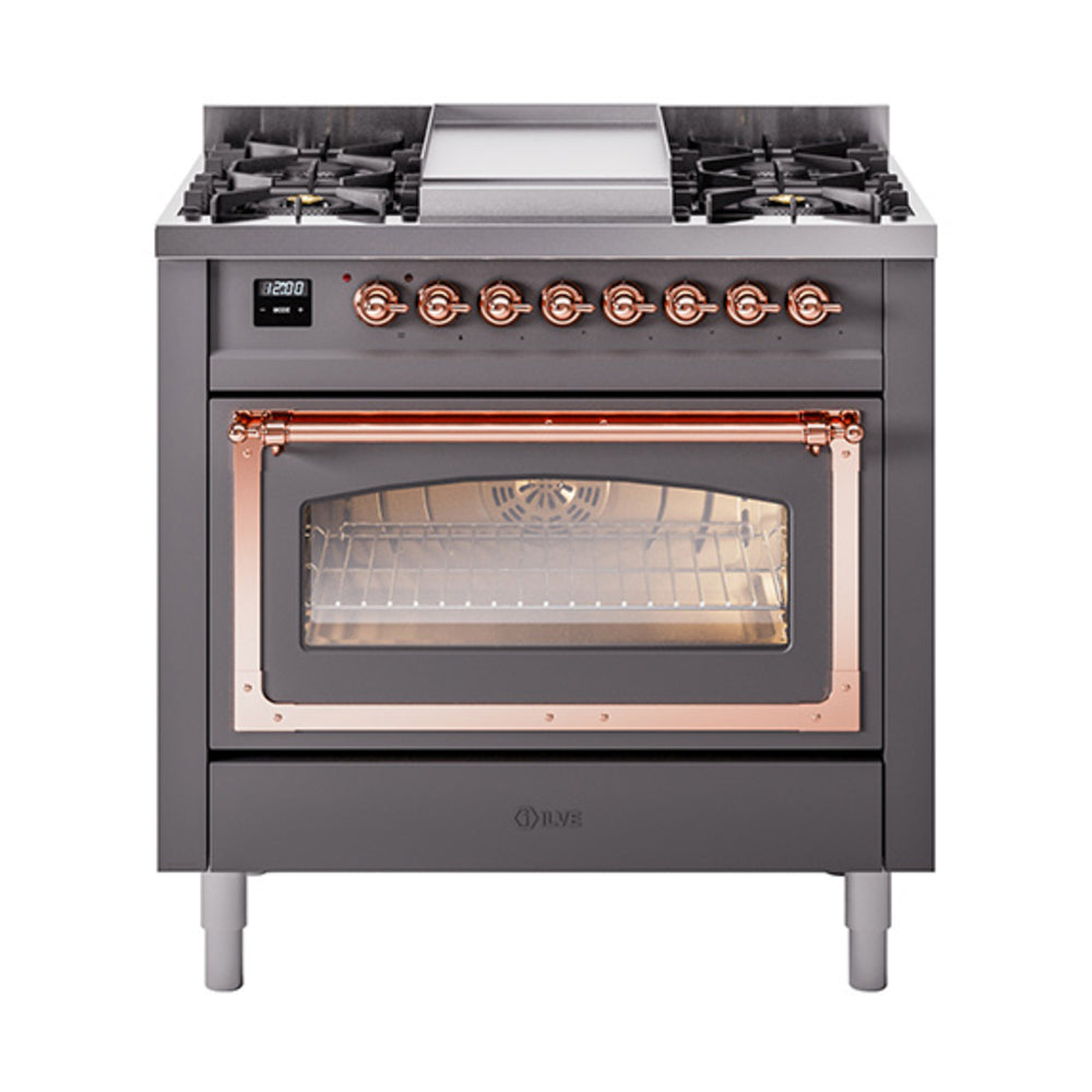 ILVE Nostalgie II Noblesse 36″ Dual Fuel Range Triple Glass Door -UN36FNMP