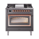 ILVE Nostalgie II Noblesse 36″ Dual Fuel Range Triple Glass Door -UN36FNMP