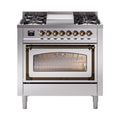 ILVE Nostalgie II Noblesse 36″ Dual Fuel Range Triple Glass Door -UN36FNMP