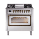 ILVE Nostalgie II Noblesse 36″ Dual Fuel Range Triple Glass Door -UN36FNMP