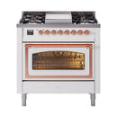 ILVE Nostalgie II Noblesse 36″ Dual Fuel Range Triple Glass Door -UN36FNMP