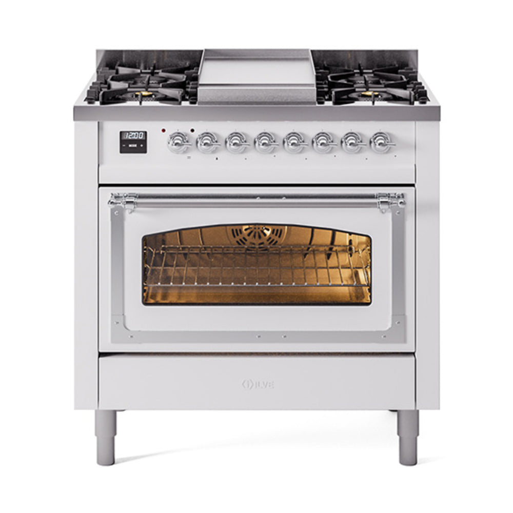 ILVE Nostalgie II Noblesse 36″ Dual Fuel Range Triple Glass Door -UN36FNMP