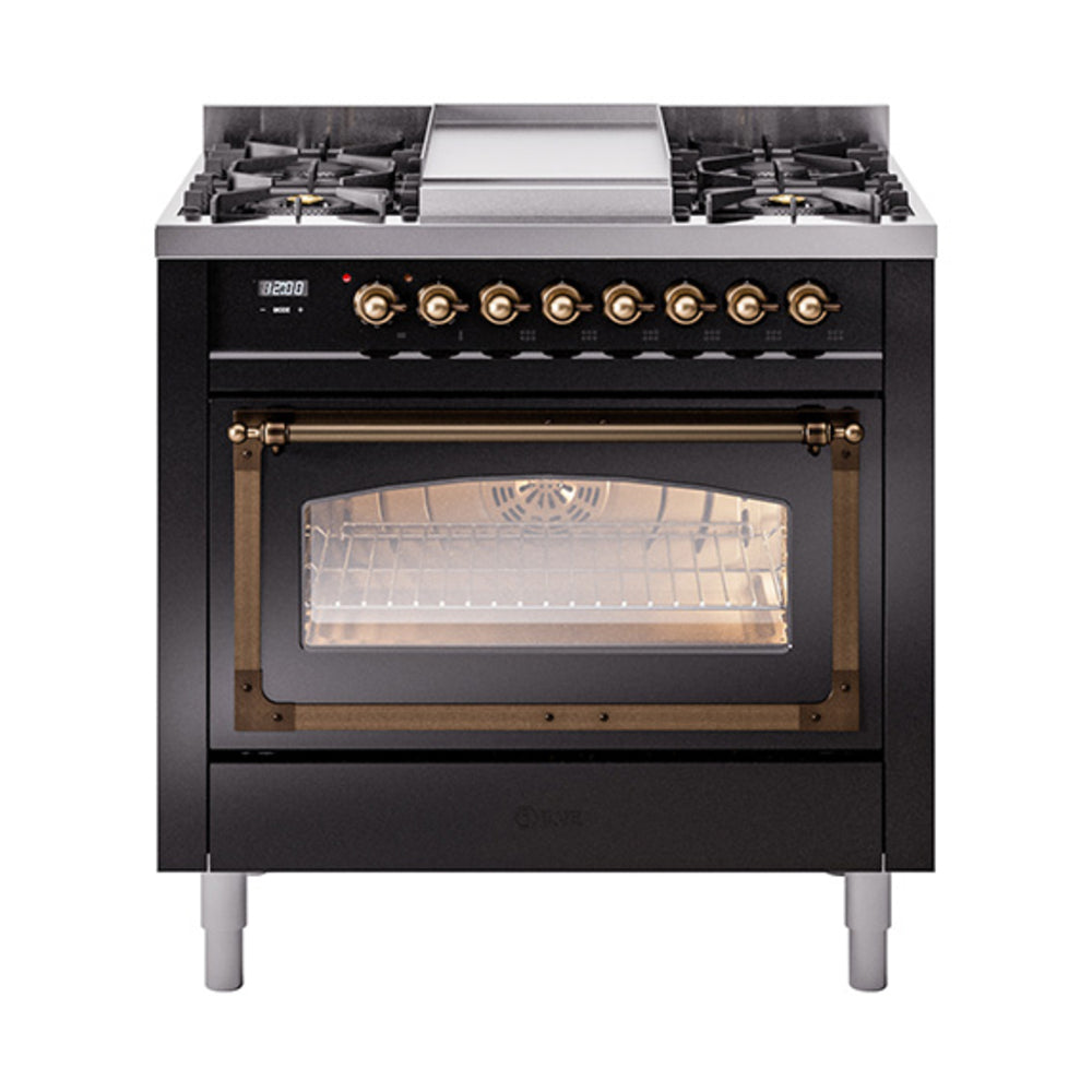 ILVE Nostalgie II Noblesse 36″ Dual Fuel Range Triple Glass Door -UN36FNMP