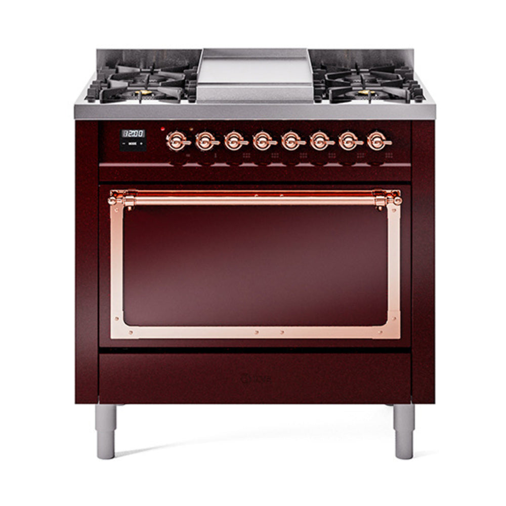ILVE Nostalgie II Noblesse 36″ Dual Fuel Range with Solid Door - UN36FQNMP