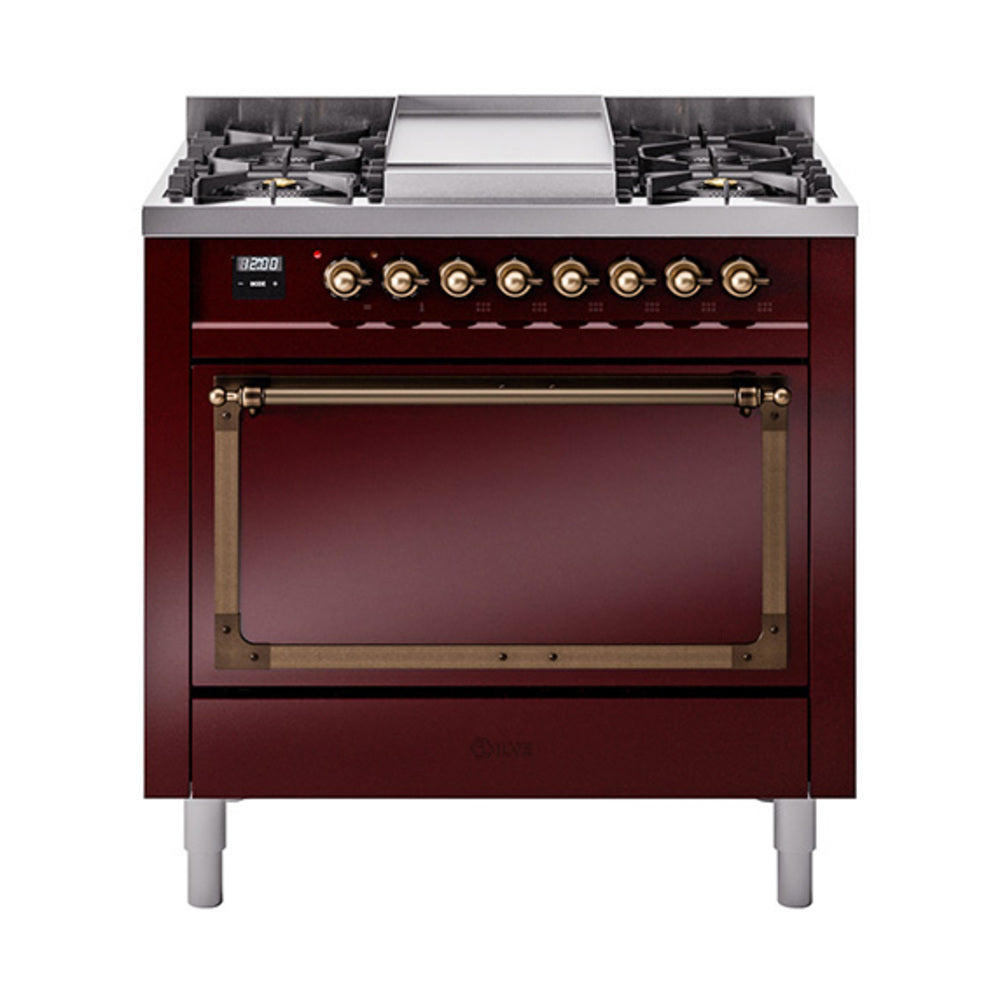 ILVE Nostalgie II Noblesse 36″ Dual Fuel Range with Solid Door - UN36FQNMP